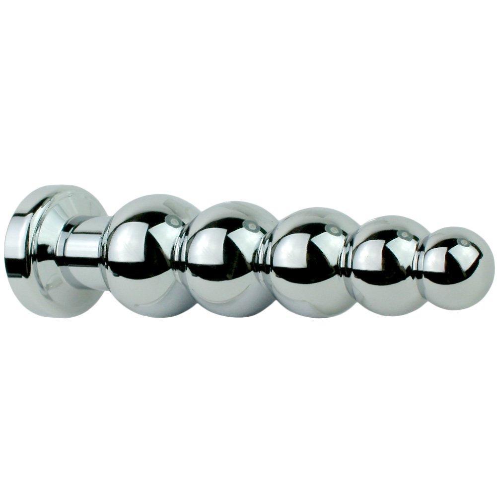 Beaded Metal Anal Fetish Plug with Crystal Base - Anal Toys