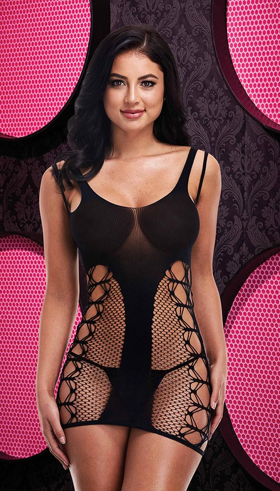 Hot Bedroom Fishnet Tank Mini Dress - Lingerie