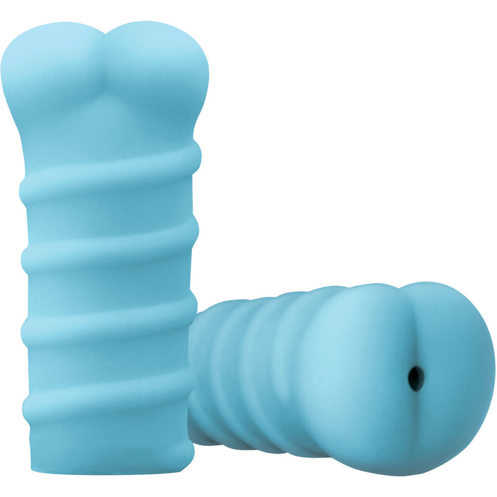 Image of the Silicone Tight Ass Glow In The Dark Masturbator. This soft and stretchy ass stroker has a ribbed exterior for a comfortable grip.