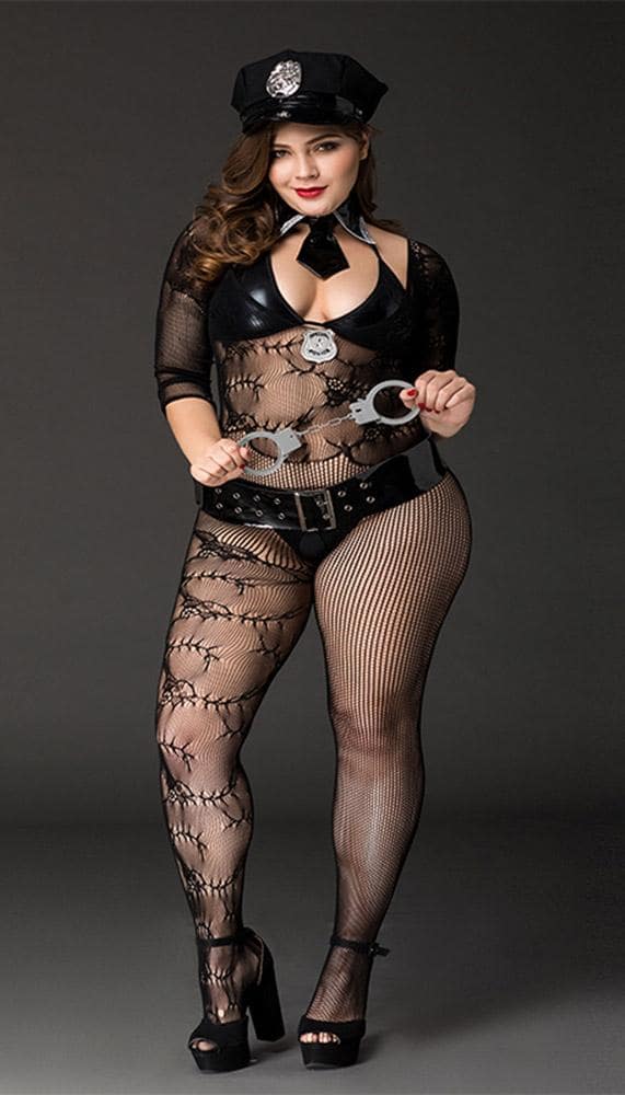 Image Of Plus Sized Model In Police Lingerie