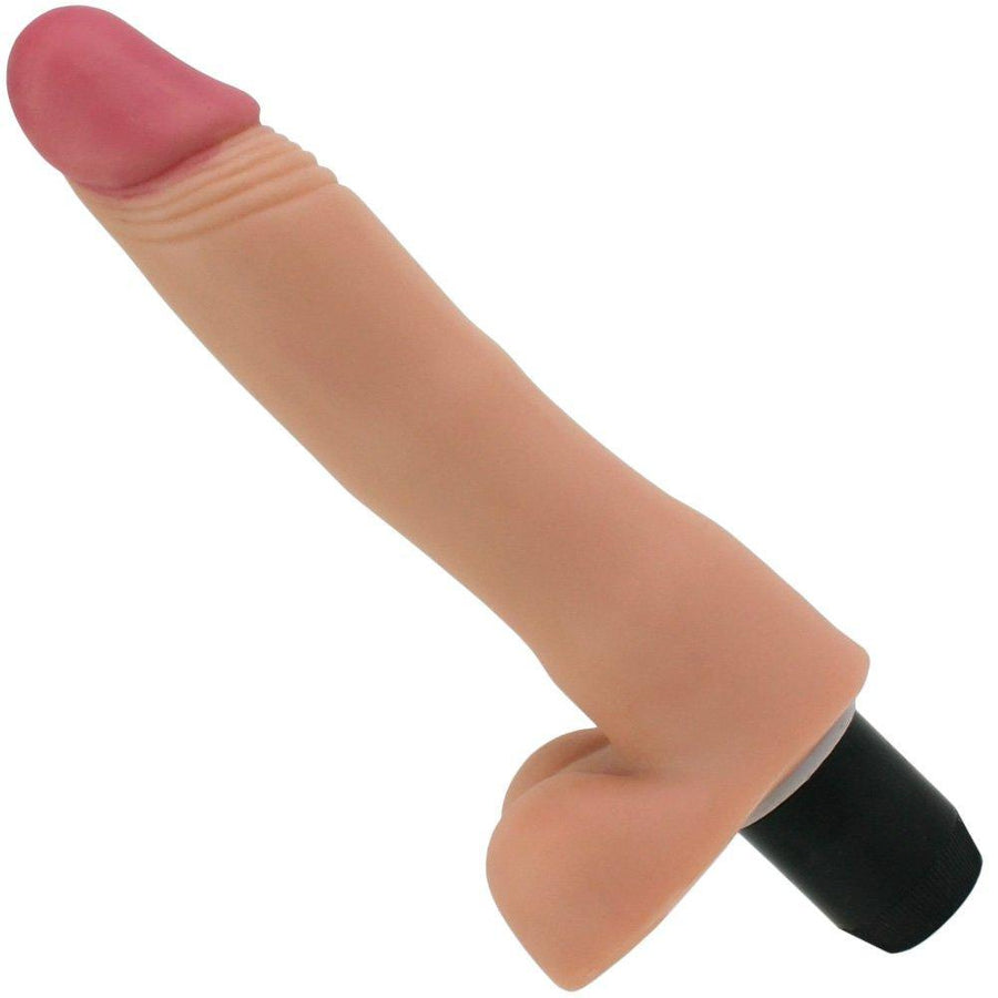 Vibrating Dildo with Balls - Flexes and Bends As You Move! - Dildos