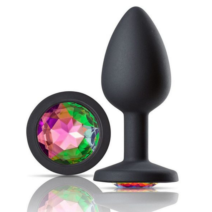 Image of the Silicone Jeweled Anal Plug. This small tapered plug is perfect for beginners and has a decorative jewel in the base