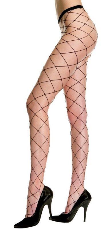 Black Seamless Big Diamond Net Pantyhose - One Size Available - Lingerie